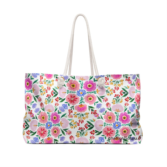 Floral Watercolor Weekender Bag