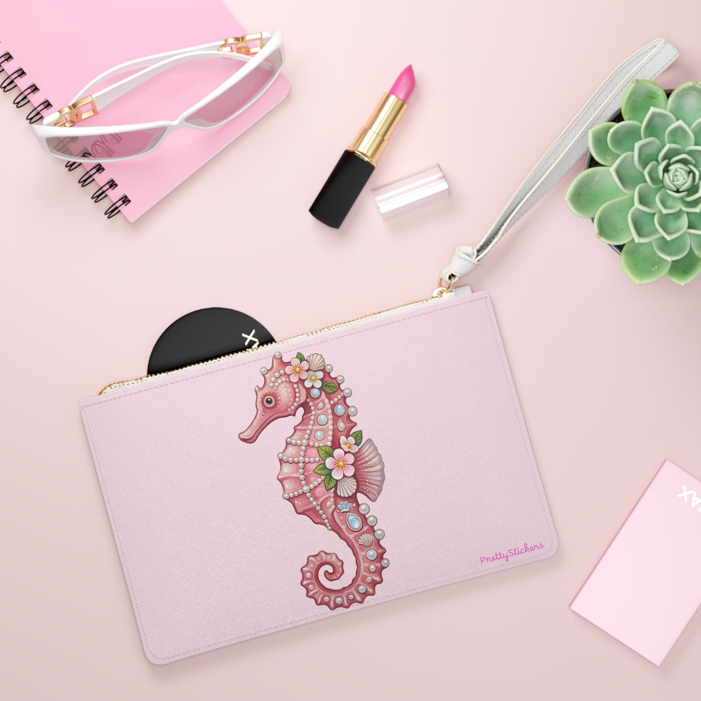 June Girl Pink Seahorse Clutch Bag
