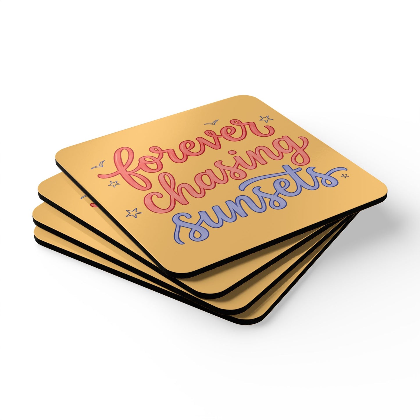Forever Chasing Sunsets Corkwood Coaster Set
