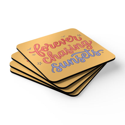 Forever Chasing Sunsets Corkwood Coaster Set