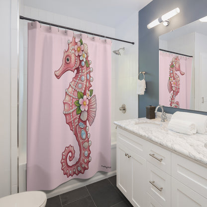 June Girl Pink Seahorse Shower Curtain