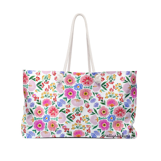 Floral Watercolor Weekender Bag