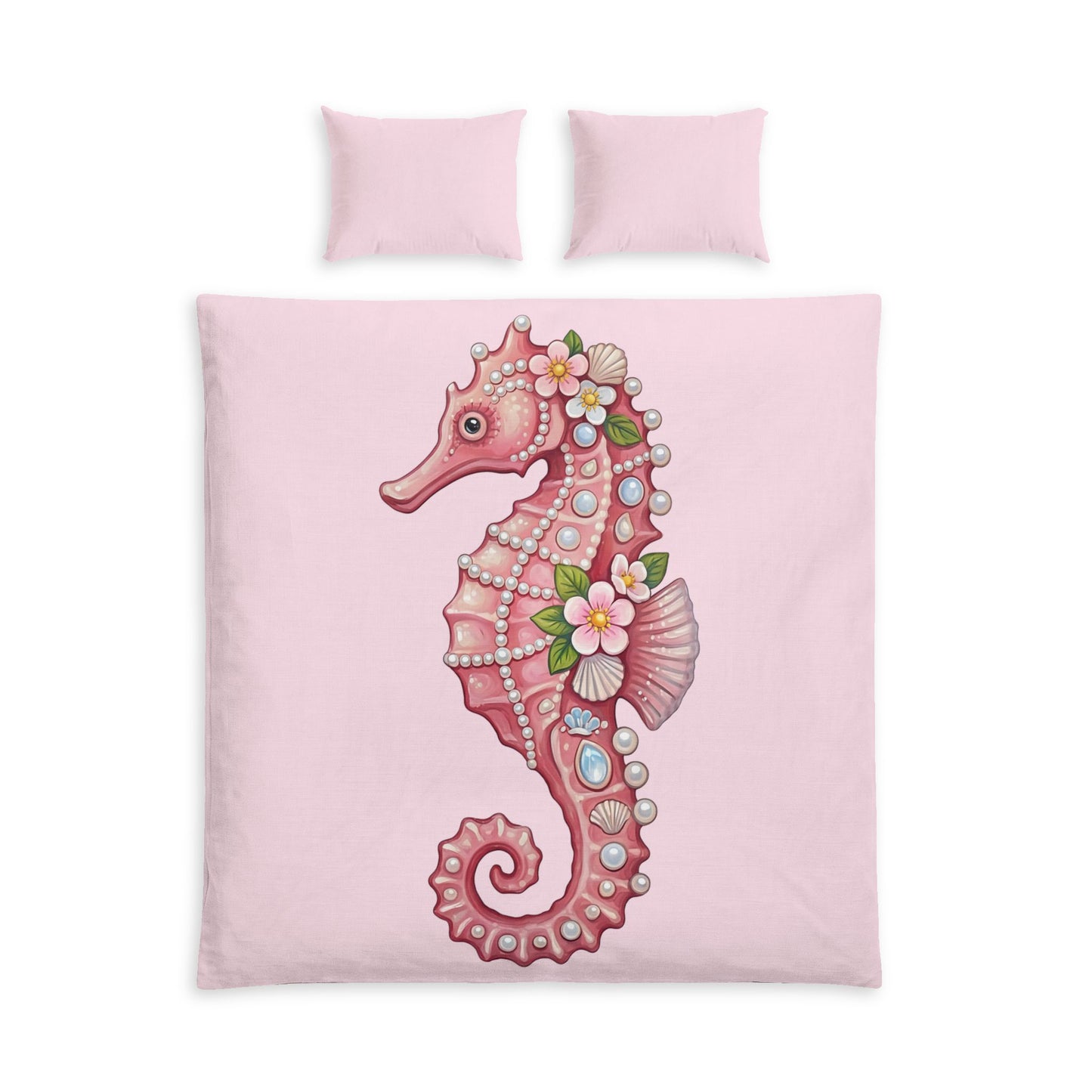 June Girl Pink Seahorse Cotton Duvet Cover