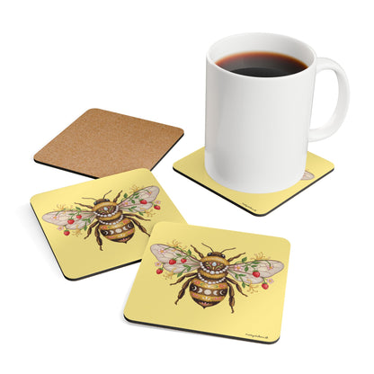 June Girl Bee  Cork Coasters — Set of 4