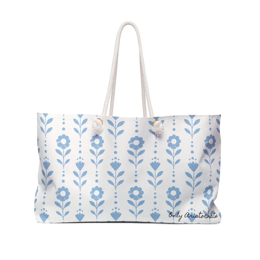 Blue Floral overnight tote bag