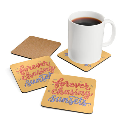 Forever Chasing Sunsets Corkwood Coaster Set
