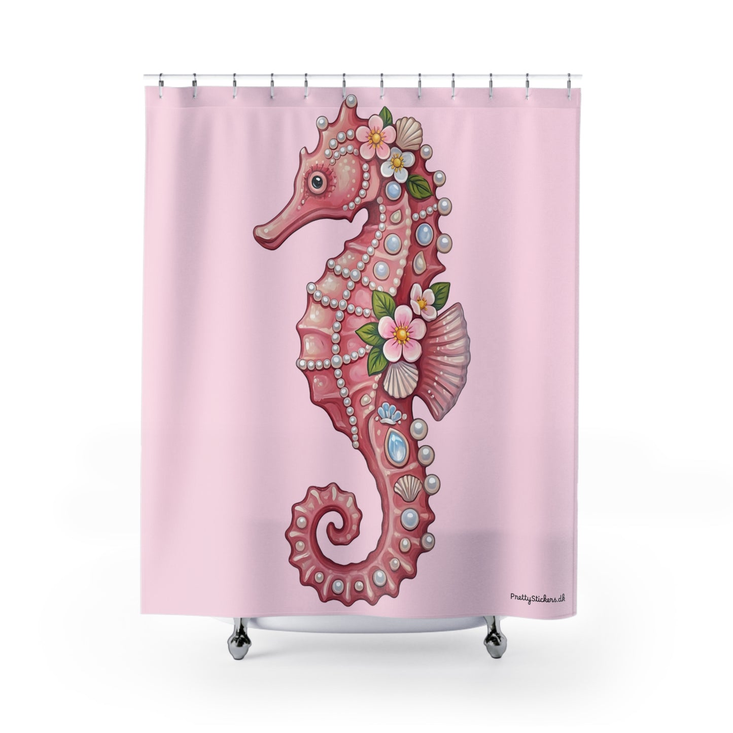 June Girl Pink Seahorse Shower Curtain