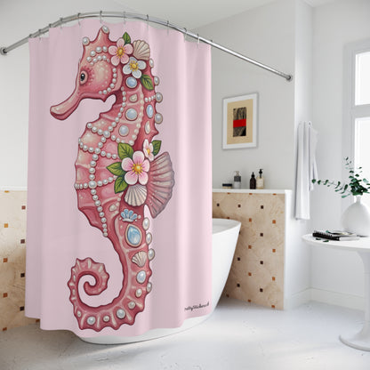 June Girl Pink Seahorse Shower Curtain
