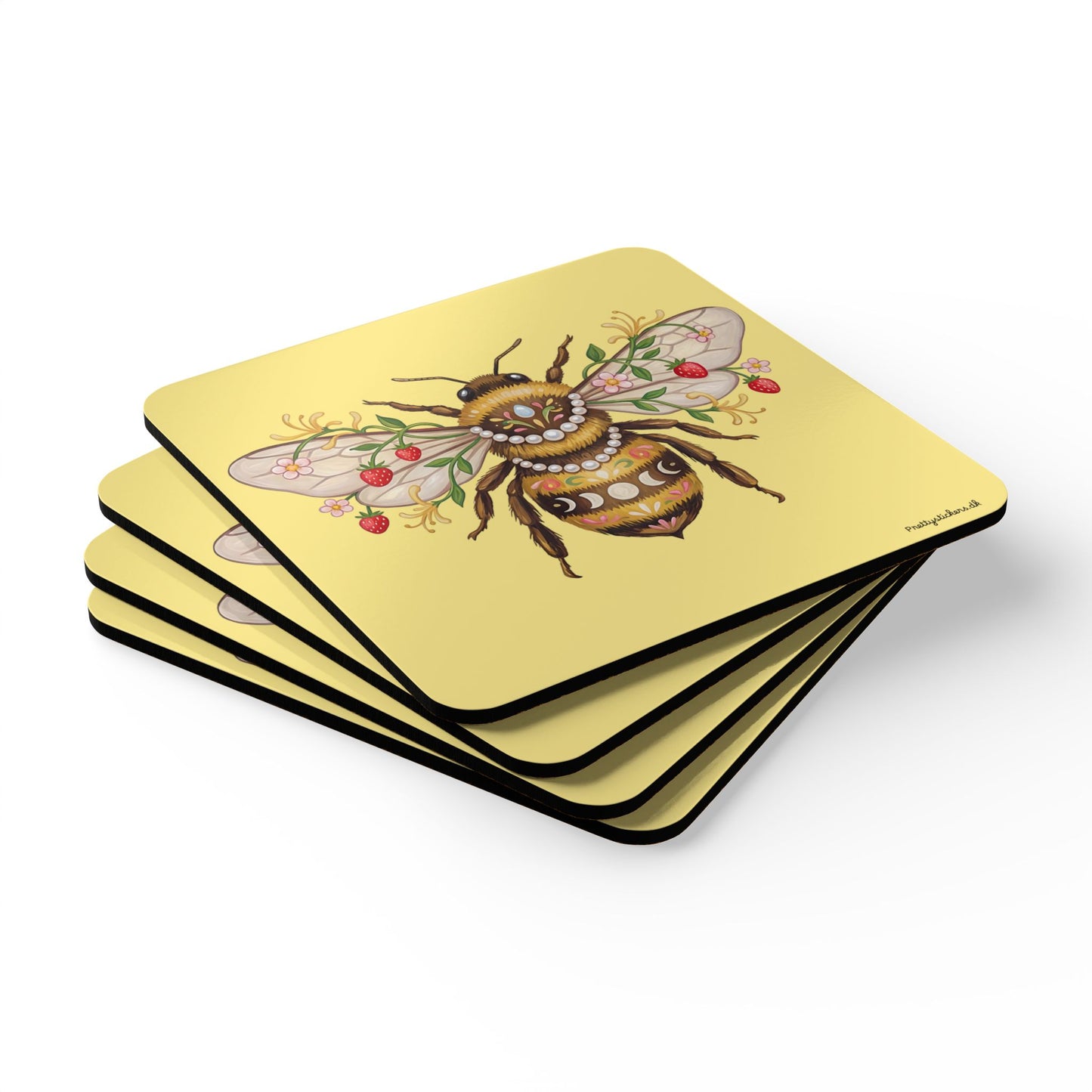 June Girl Bee  Cork Coasters — Set of 4