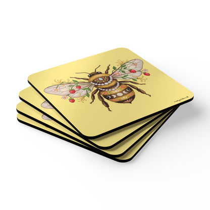 June Girl Bee  Cork Coasters — Set of 4