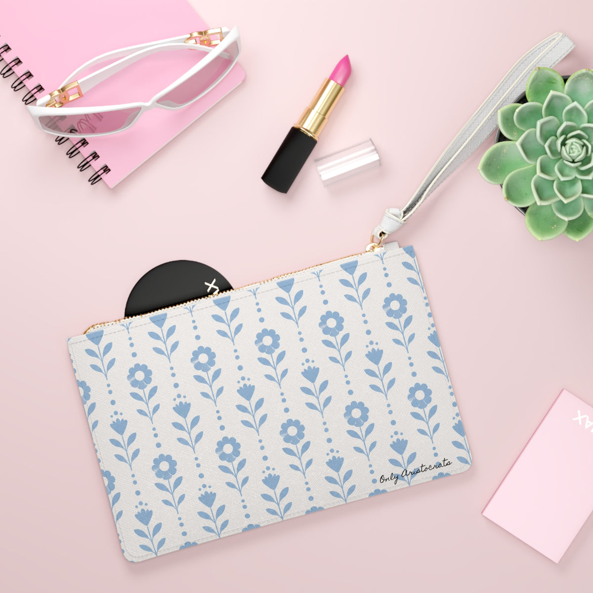 Blue Floral  Clutch Bag