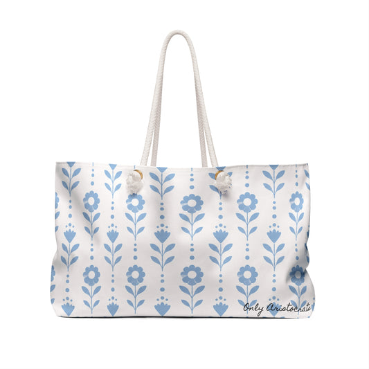 Blue Floral overnight tote bag